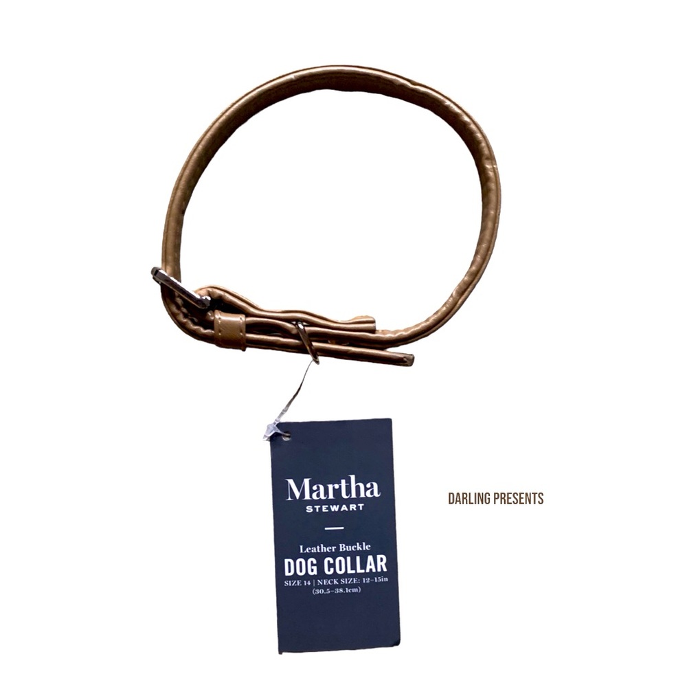 Martha Stewart Vegan Leather Dog Collar Color Beige Size 14/S